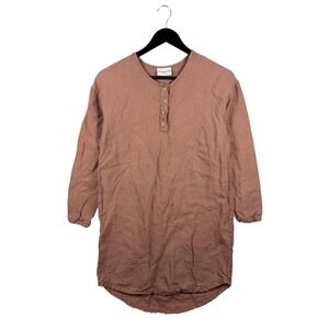 Parachute 100% Linen Henley Shirt Clay Linen Sleep Dress Tunic Sz XS
